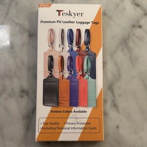 NWT Premium PU Leather Luggage Tags - 3 Pack